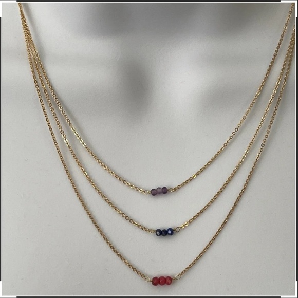 2 x Faceted natural rhodonite gold necklaces - Picture 6 of 6